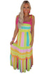 Color Block Striped Bow Knot Straps Maxi Dress
